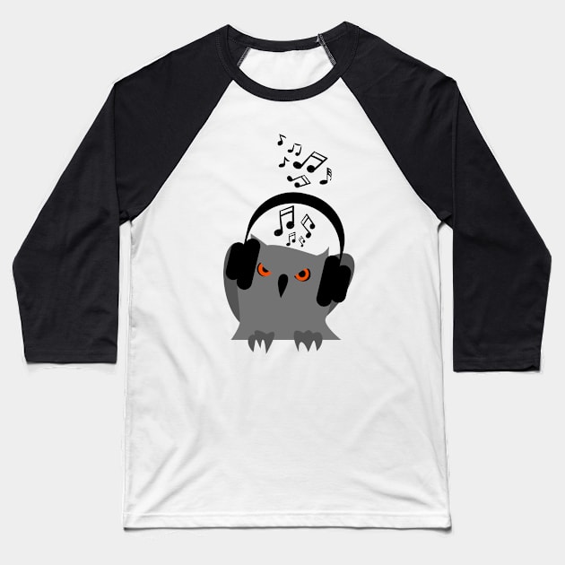 Angry owl music funny design Baseball T-Shirt by Lilac Elite